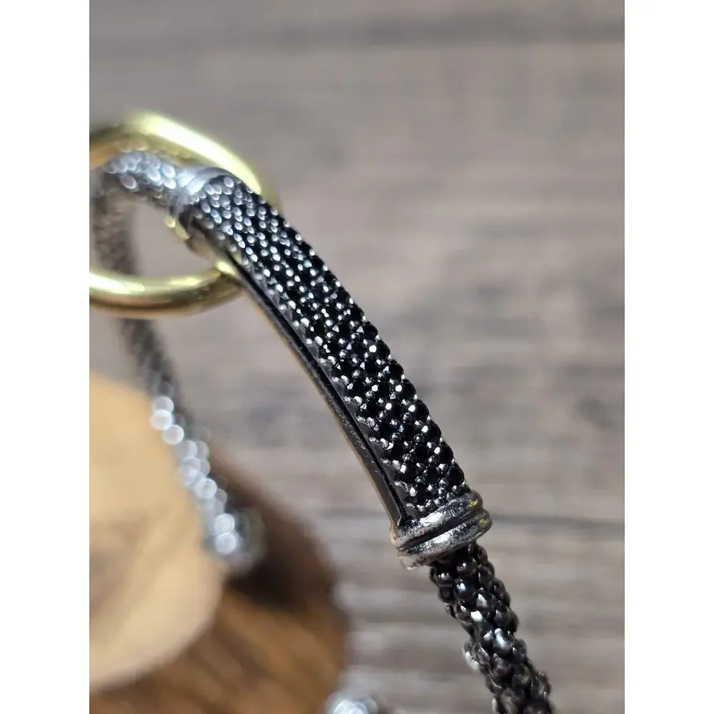 Milor Italy Men's Blackened Sterling Silver Spinel Gemstones cuff bracelet 4.5mm